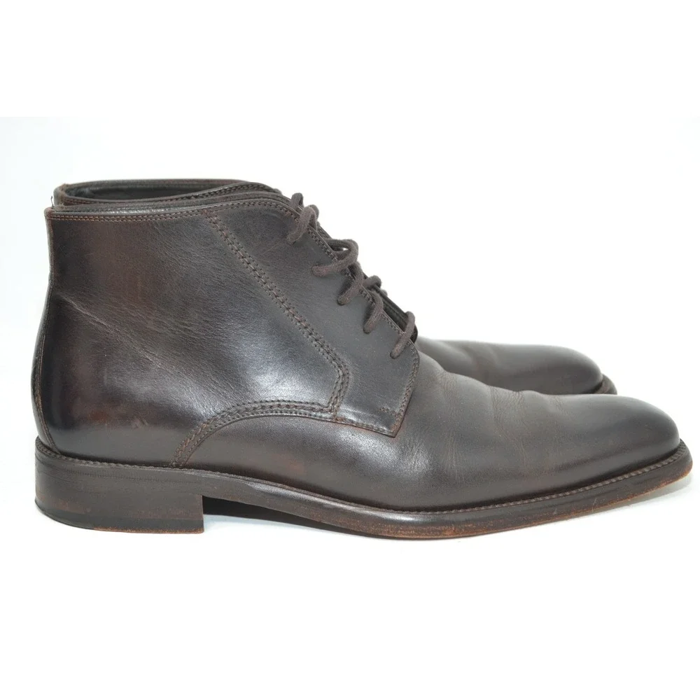 Calzoleria Toscana Handmade Designer‎ Leather Italy Brown Chukka Boots Mens 41